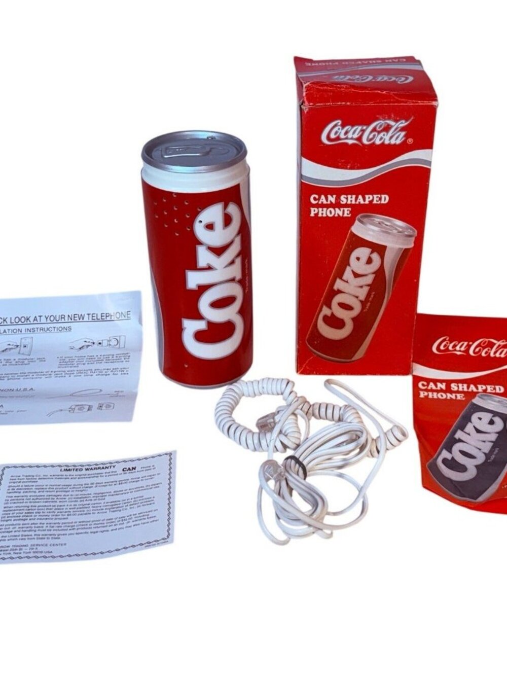 Vintage 1985 Coca Cola Can Telephone in Box